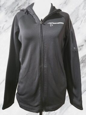 Black Full-Zip Athletic Hooded Jacket